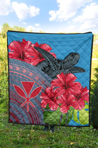 Hawaii Turtle Hibiscus Kanaka Pink Style - Premium Quilt AH - Polynesian Pride