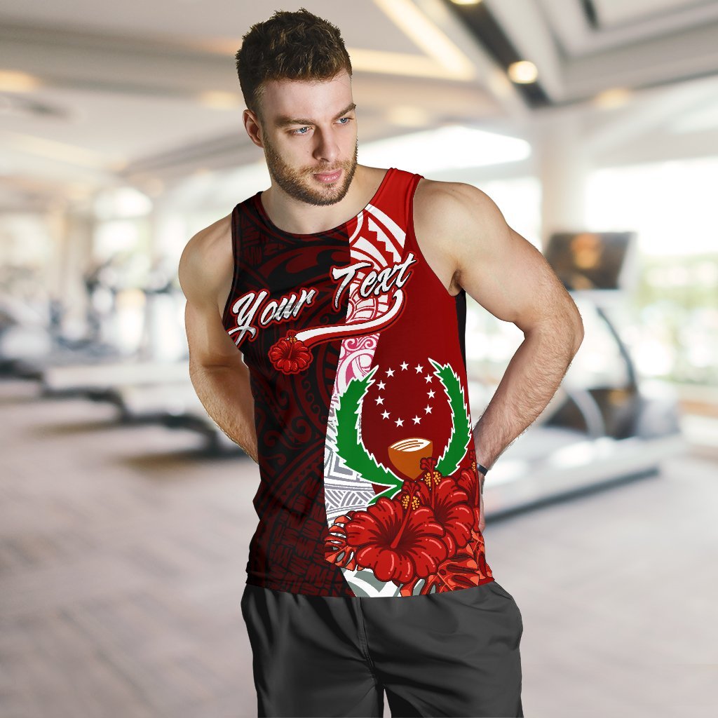 Pohnpei Micronesia Custom Personalised Men's Tank Top - Coat Of Arm With Hibiscus - Polynesian Pride