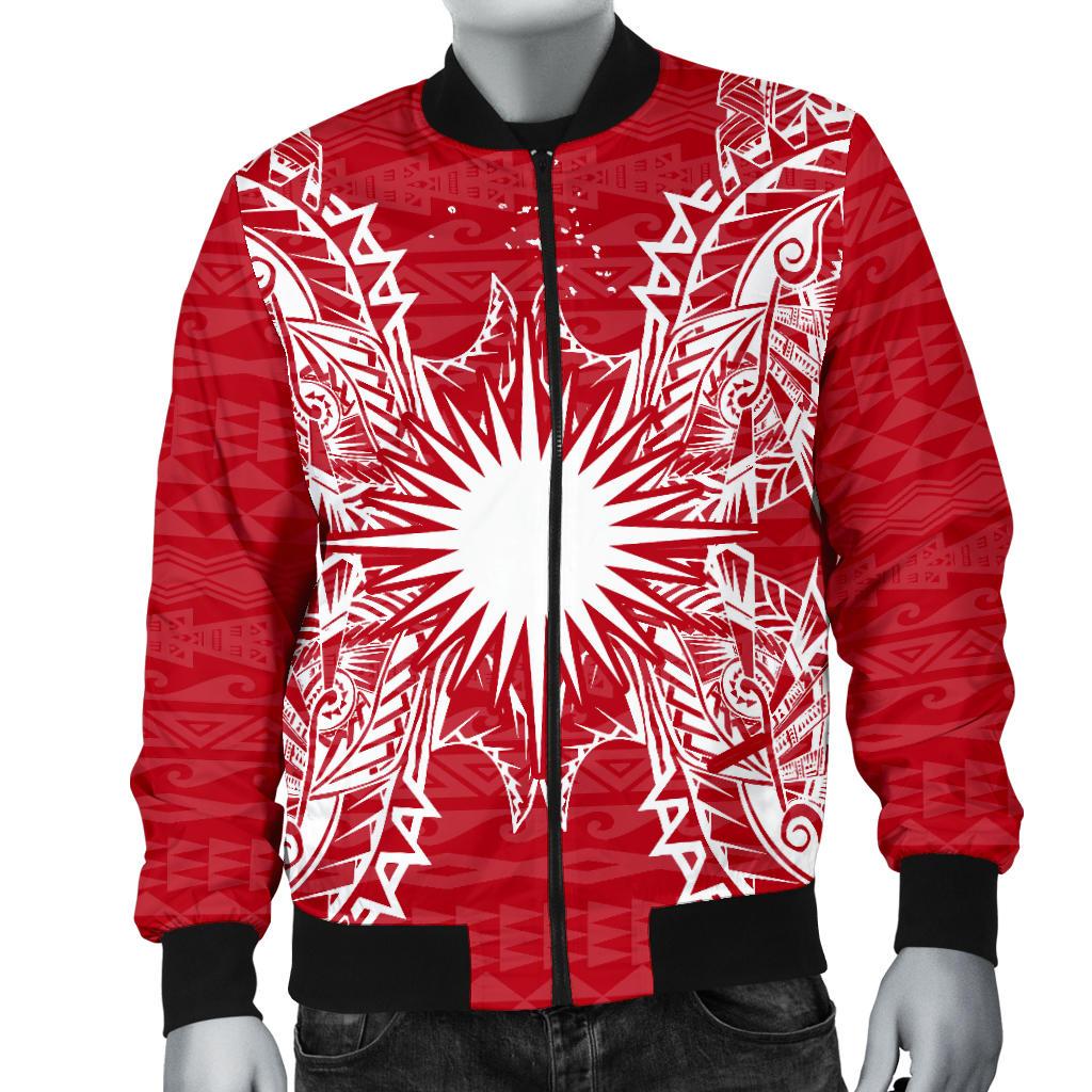 Marshall Polynesian Men's Bomber Jacket Map Red White - Polynesian Pride
