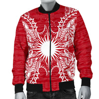 Marshall Polynesian Men's Bomber Jacket Map Red White - Polynesian Pride
