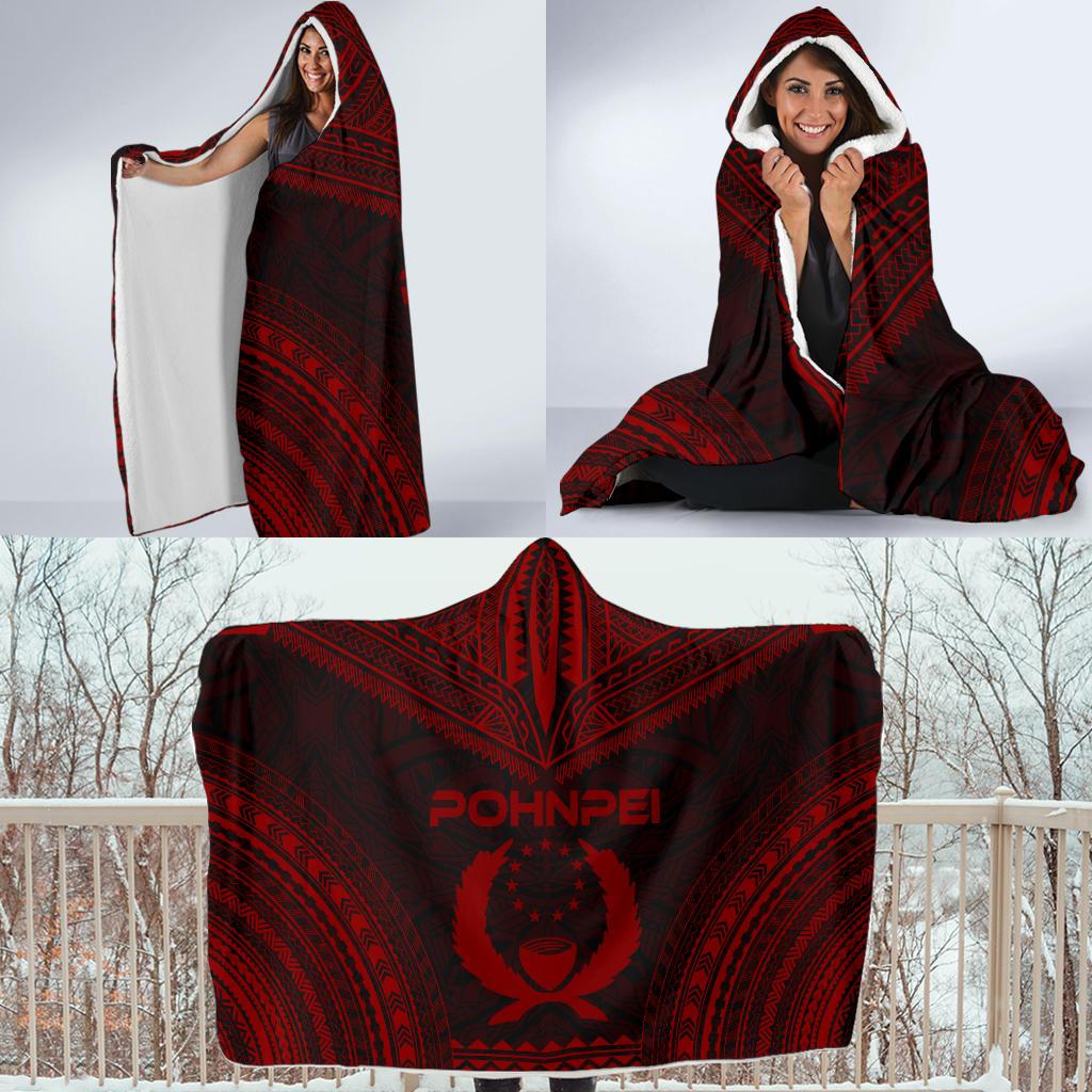 Pohnpei Polynesian Chief Hooded Blanket - Red Version - Polynesian Pride