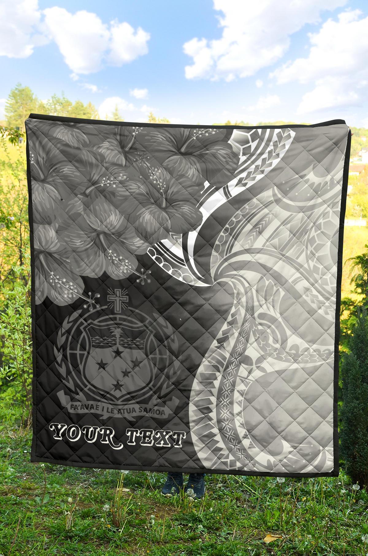 Samoa Custom Personalised Premium Quilt - Samoa Seal Wave Style (Black) - Polynesian Pride