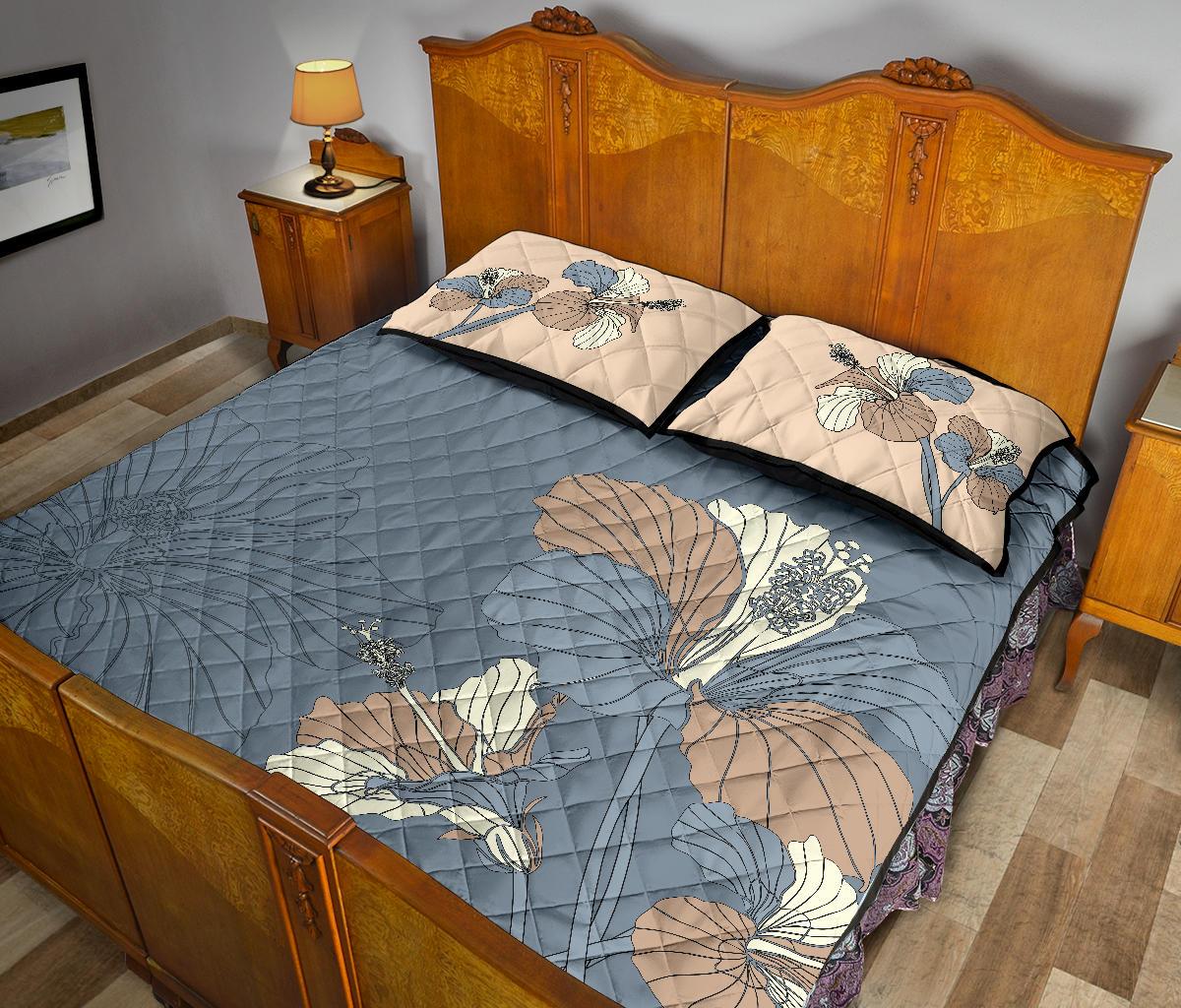 Hawaii Quilt Bed Set - Hibiscus Art Quilt Bed Set - Polynesian Pride