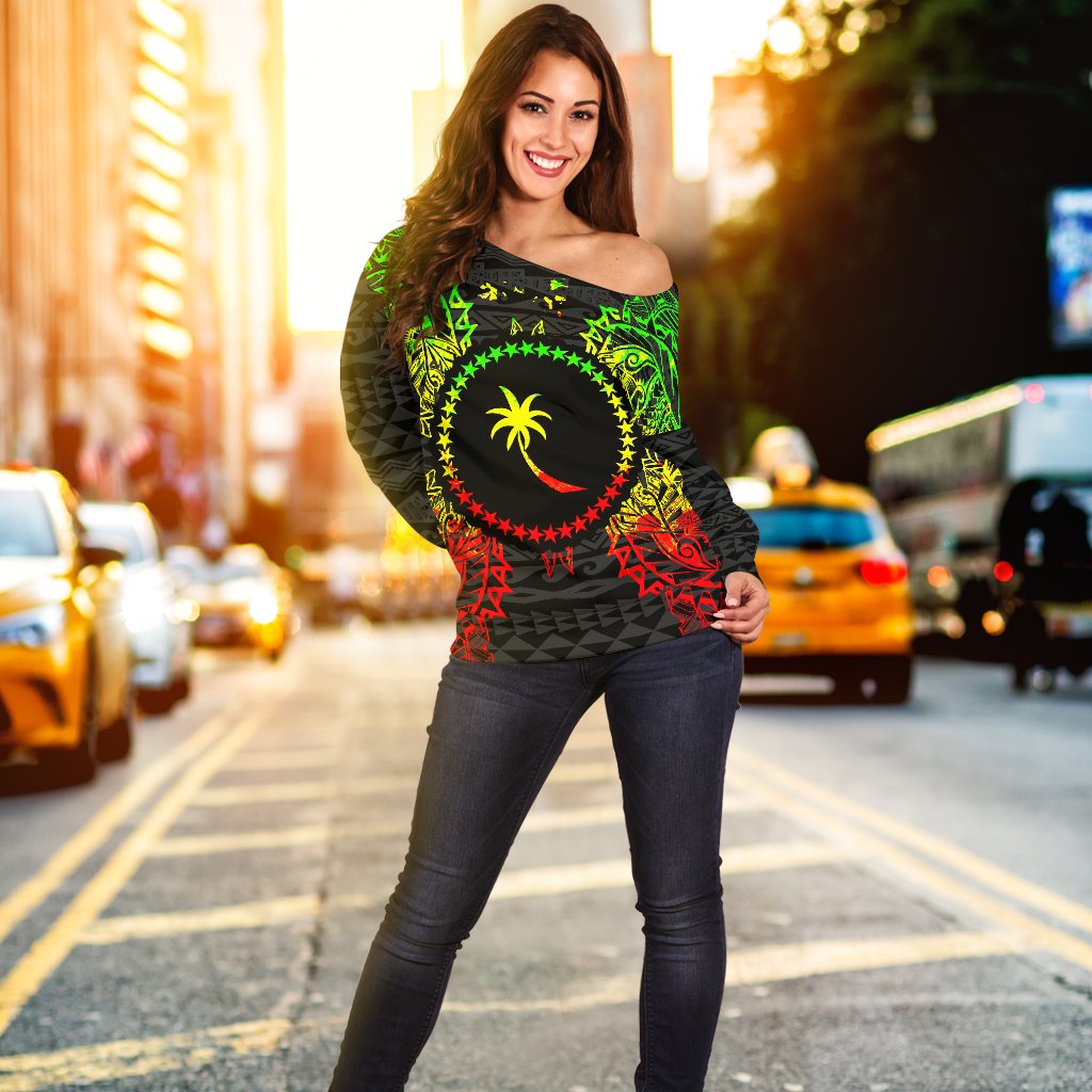 Chuuk Polynesian Shoulder Sweater Map Reggae - Polynesian Pride