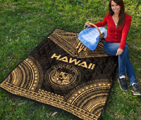 Hawaii Premium Quilt - Hawaii Seal Polynesian Chief Gold Version - Polynesian Pride