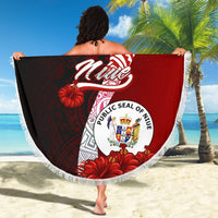 Niue Polynesian Beach Blanket - Coat Of Arm With Hibiscus - Polynesian Pride