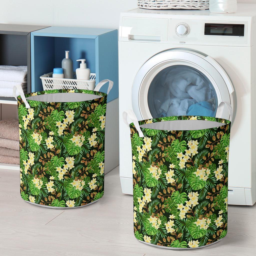 Hawaii Tropical Leaves And Plumeria Hawaii Laundry Basket - Polynesian Pride
