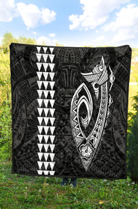 Hawaii Kakau Makau Fish Hook Polynesian Premium Quilt - White - Polynesian Pride