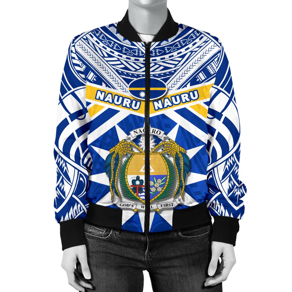 Nauru Rugby Women Bomber Jacket Symbol Star Polynesian - Polynesian Pride
