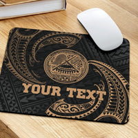 American Samoa Polynesian Custom Personalised Mouse Pad - Gold Tribal Wave - Polynesian Pride