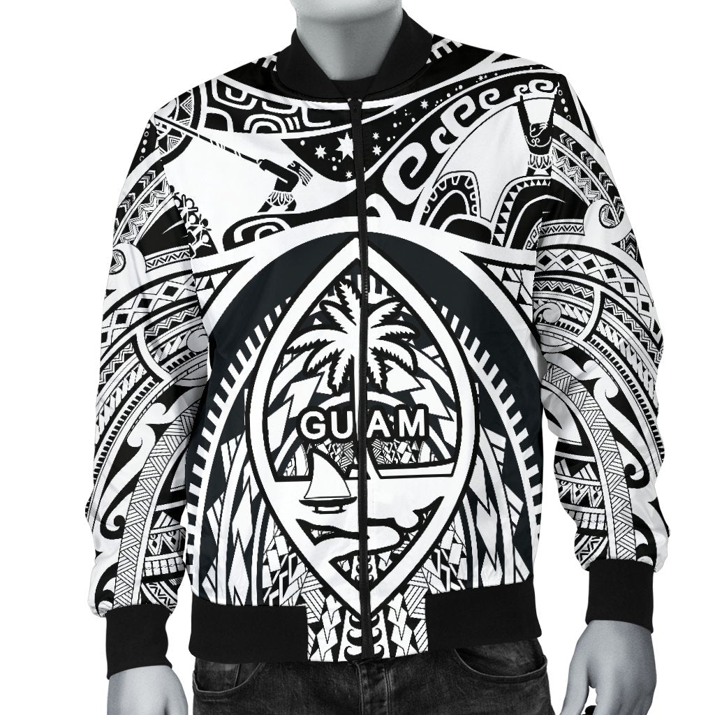 Polynesian Men's Bomber Jackets - Guam Flag, Seal with Maui Moana Tattoo - Polynesian Pride