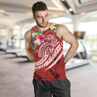 Polynesian Hawaii Men's Tank Top - Summer Plumeria (Red) Red - Polynesian Pride