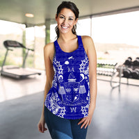 Fiji Polynesian Women Tank Top Map Blue - Polynesian Pride