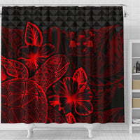 Fiji Shower Curtain Turtle Hibiscus Red - Polynesian Pride