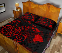 Turtle Hibiscus Map Red Quilt Bed Set - Polynesian Pride
