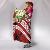 Papua New Guinea Polynesian Hooded Blanket - Summer Plumeria (Red) - Polynesian Pride
