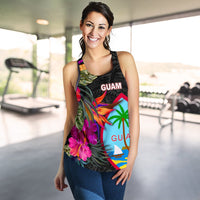 Guam Women's Racerback Tank - Hibiscus Polynesian Pattern - Polynesian Pride