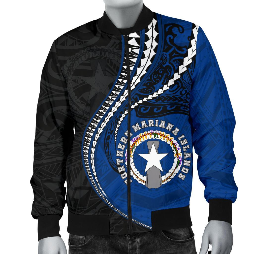 Northern Mariana Islands Men's Bomber Jacket Kanaloa Tatau Gen MP Black - Polynesian Pride