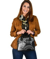 Samoa Custom Personalised Shoulder Handbag - Samoa Seal Wave Style (Black) - Polynesian Pride