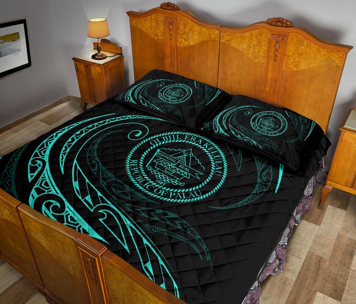 Palau Quilt Bed Set - Turquoise - Frida Style - Polynesian Pride