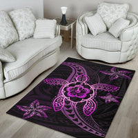 Kanaka Map Hibiscus Plumeria Turtle Art Polynesian Area Rug Pink AH - Polynesian Pride
