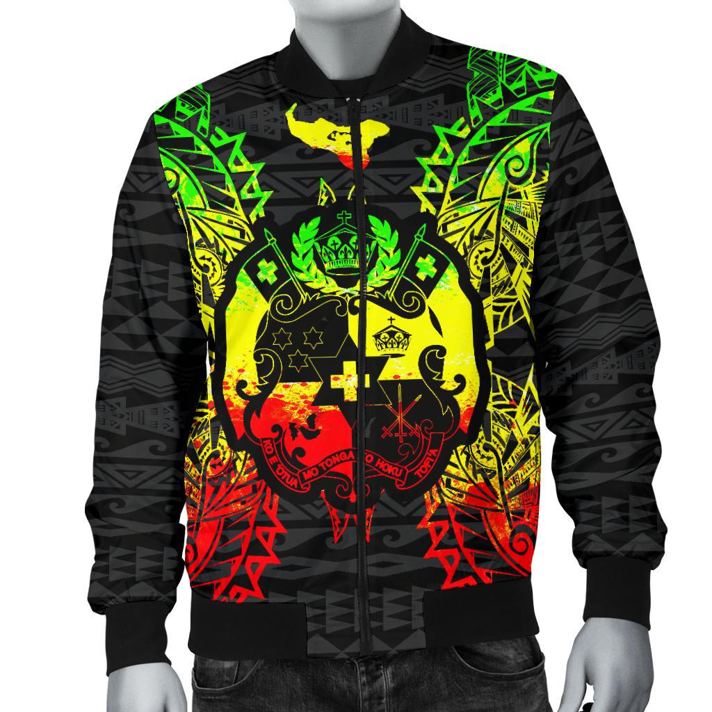 Tonga Polynesian Men's Bomber Jacket Map Reggae - Polynesian Pride