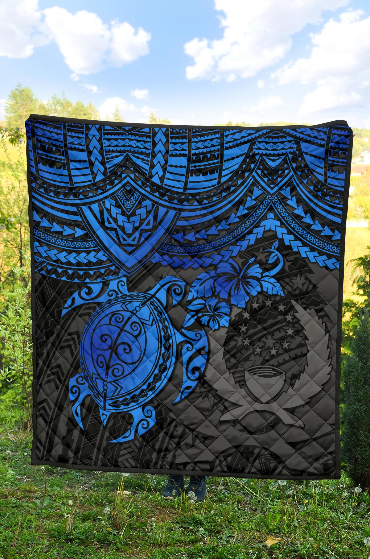 Pohnpei Polynesian Premium Quilt - Polynesian Blue Turtle - Polynesian Pride