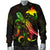Papua New Guinea Polynesian Men's Bomber Jacket - Turtle With Blooming Hibiscus Reggae - Polynesian Pride