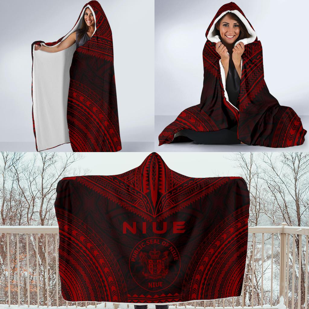 Niue Polynesian Chief Hooded Blanket - Red Version - Polynesian Pride
