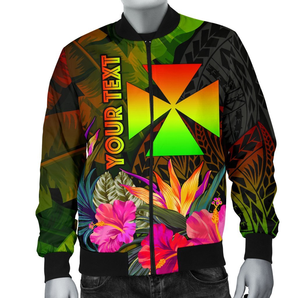 Wallis and Futuna Polynesian Personalised Men's Bomber Jacket - Hibiscus and Banana Leaves - Polynesian Pride