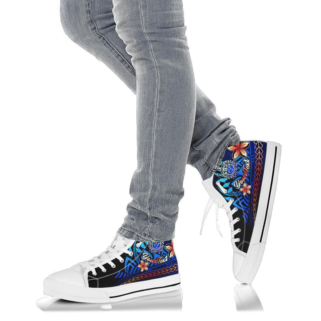 Samoa Custom Personalised High Top Shoes Blue - Vintage Tribal Mountain - Polynesian Pride