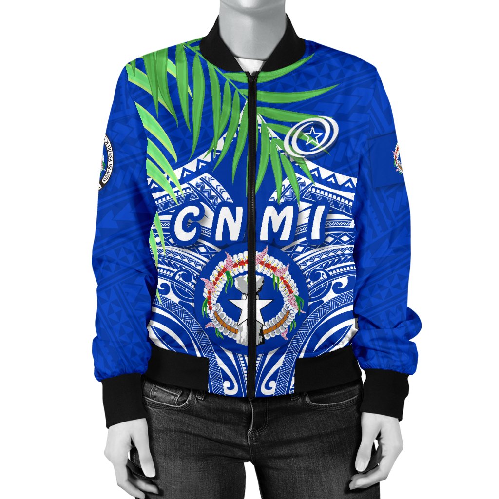 Northern Mariana Islands Rugby Women Bomber Jacket Coconut Leaves - CNMI - Polynesian Pride