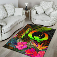 Pohnpei Polynesian Area Rug - Hibiscus and Banana Leaves - Polynesian Pride