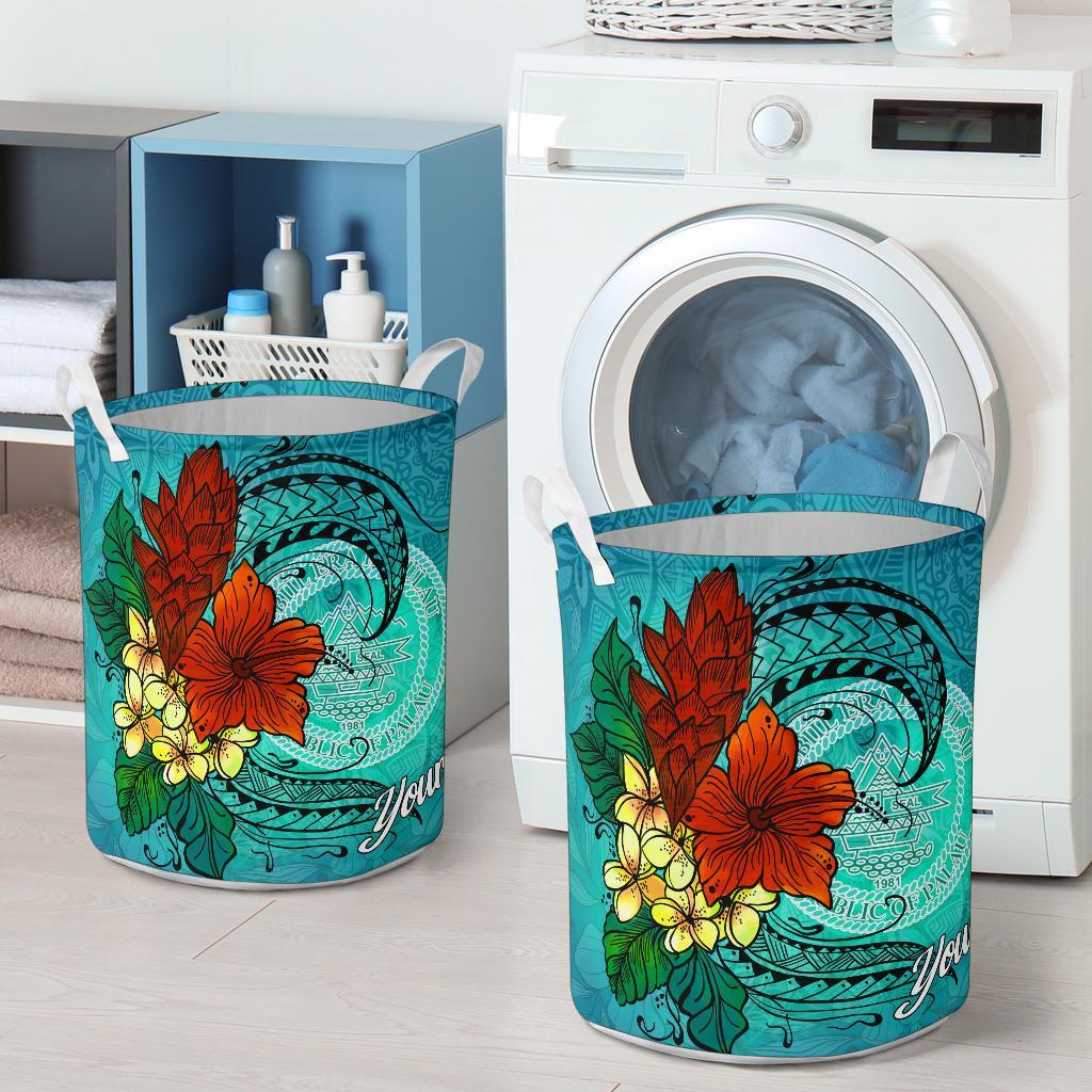Palau Laundry Basket - Custom Personalised Tropical Flowers Style - Polynesian Pride