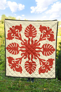 Hawaiian Kalo Pattern Premium Quilt - Green - Argu Style - AH - Polynesian Pride