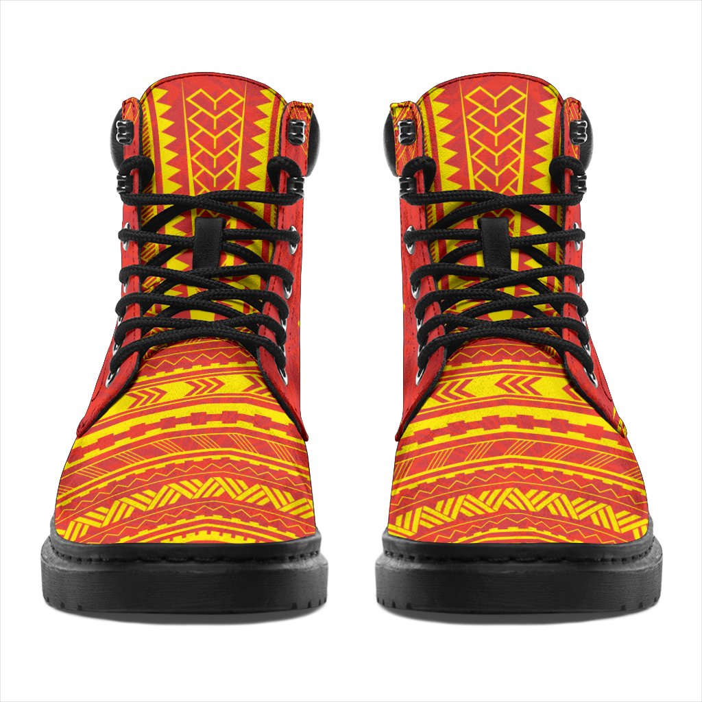 New Caledonia Leather Boots - Polynesian Flag Chief Version - Polynesian Pride