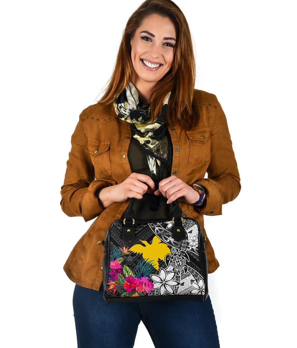 Papua New Guinea Shoulder Handbag - Turtle Plumeria Banana Leaf - Polynesian Pride
