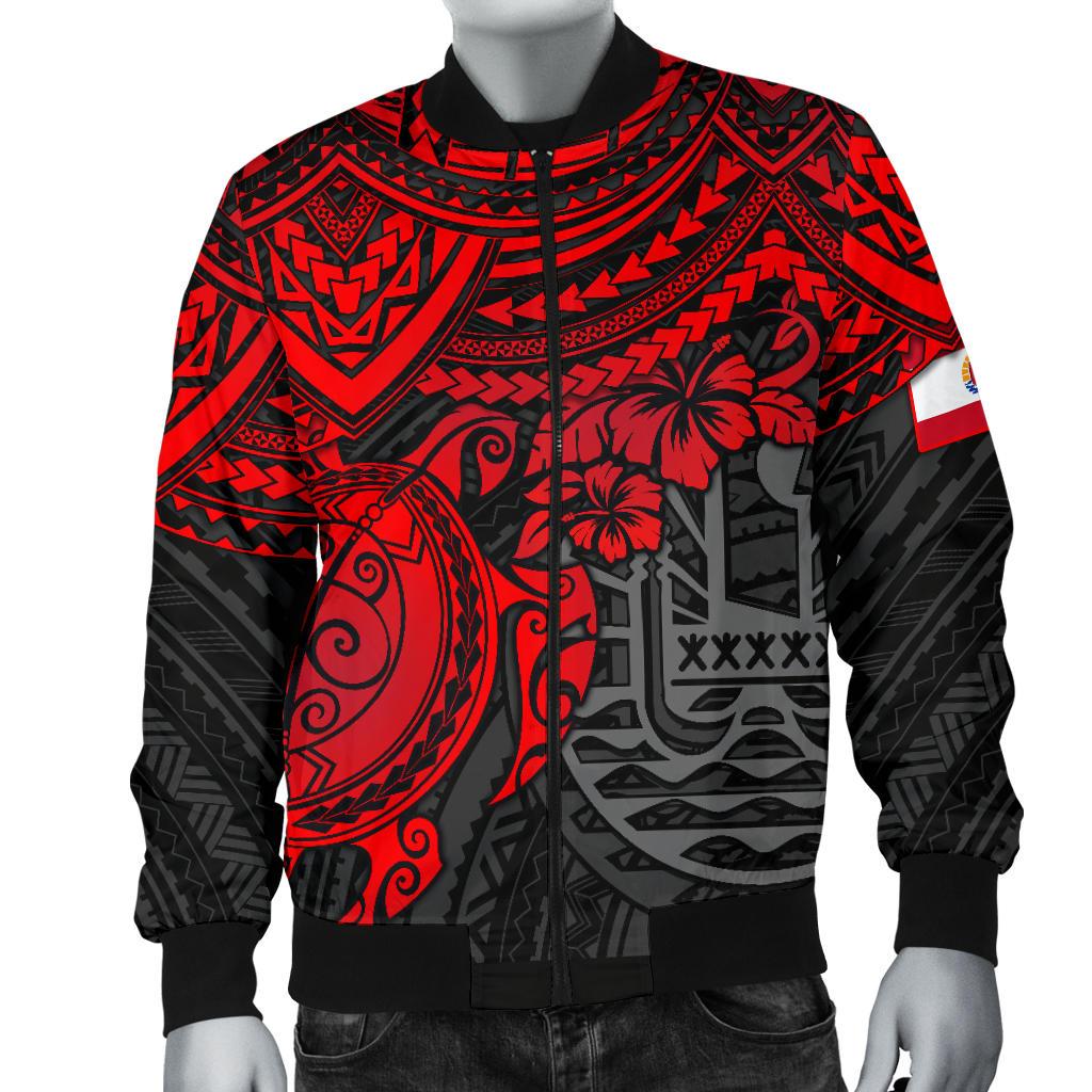 Tahiti Polynesian Bomber Jacket (Men) - Red Turtle - Polynesian Pride
