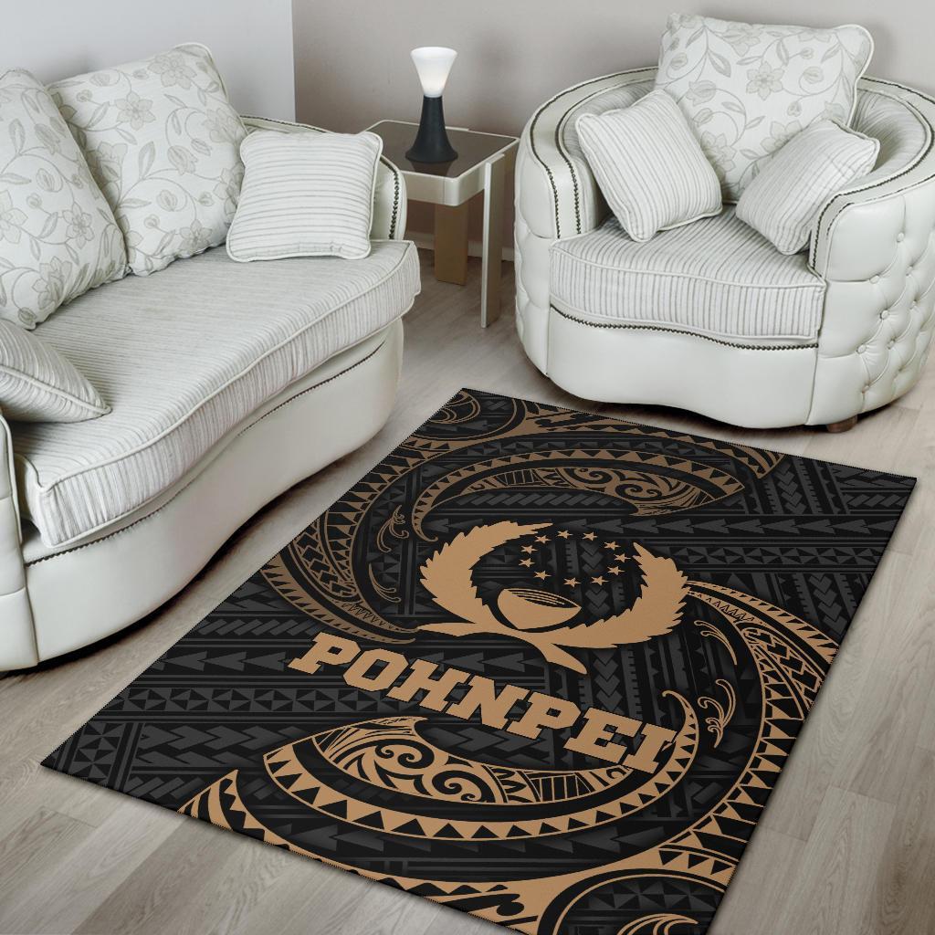 Pohnpei Micronesia Area Rug - Gold Tribal Wave - Polynesian Pride