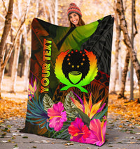 Pohnpei Polynesian Personalised Premium Blanket - Hibiscus and Banana Leaves - Polynesian Pride
