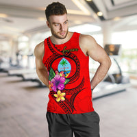 Guam Polynesian Men's Tank Top - Floral With Seal Red - Polynesian Pride