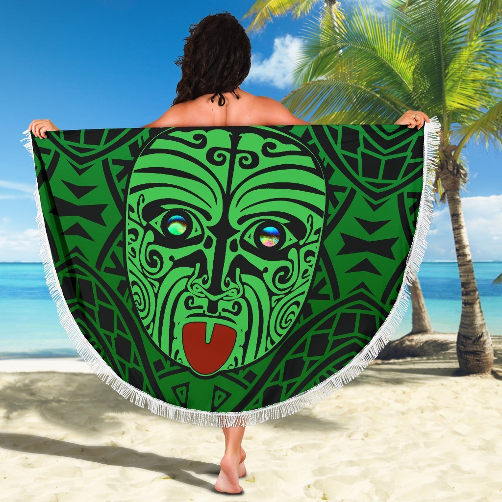 Integrity Maori Ta Moko Beach Blanket Kiwi and Paua Green - Polynesian Pride