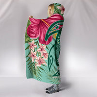 Hawaii Turtle Hibiscus Plumeria Hooded Blanket - Hug Style - Polynesian Pride
