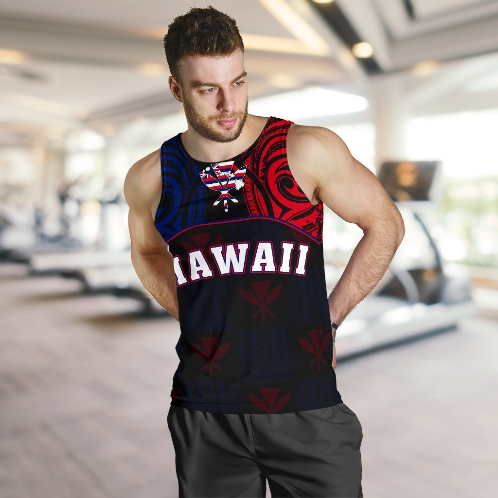 Hawaiian Kanaka Men's Tank Top Flag Nation Black Demodern AH - Polynesian Pride