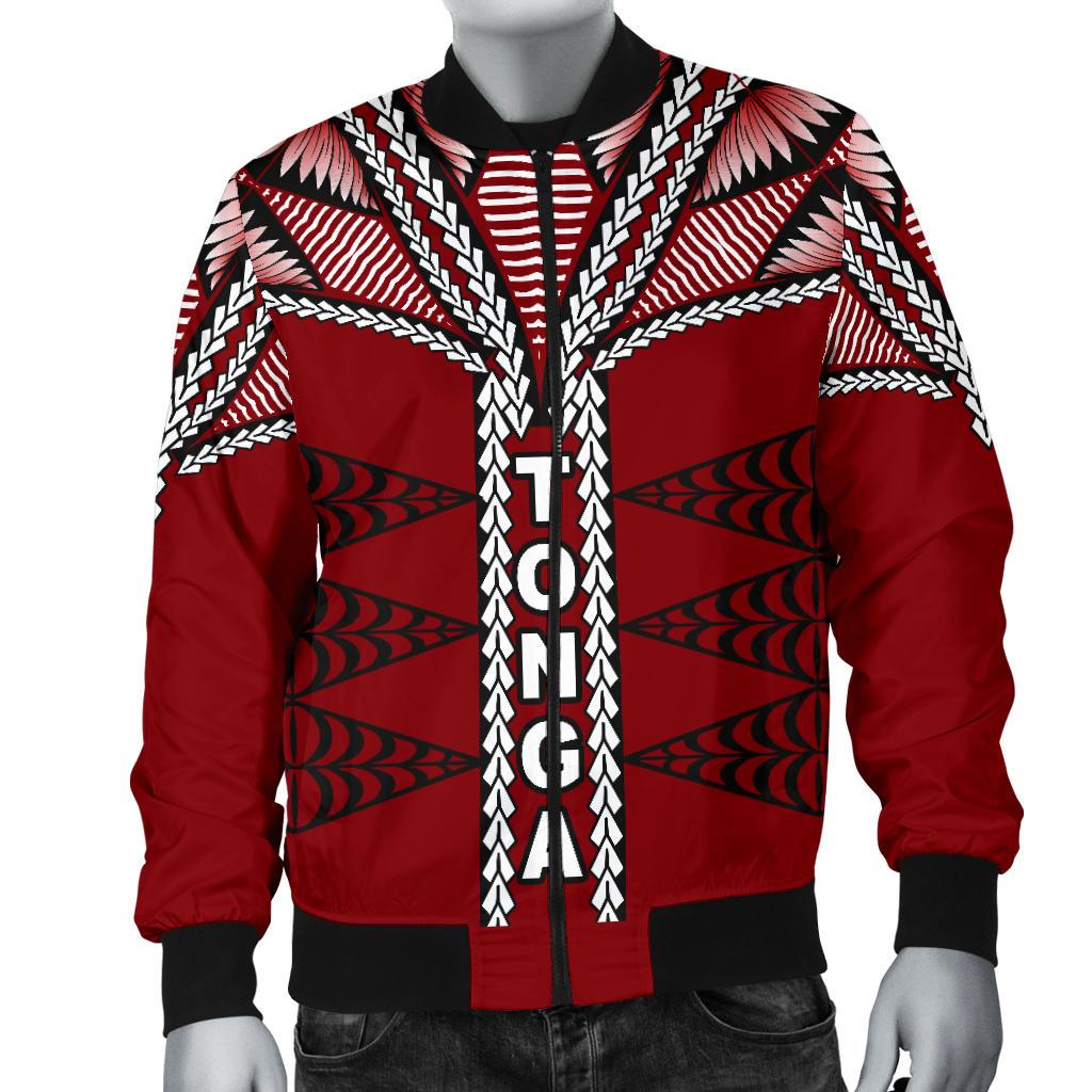 Tonga Polynesian Men's Bomber Jacket - Tongan Ngatu Pattern - Polynesian Pride
