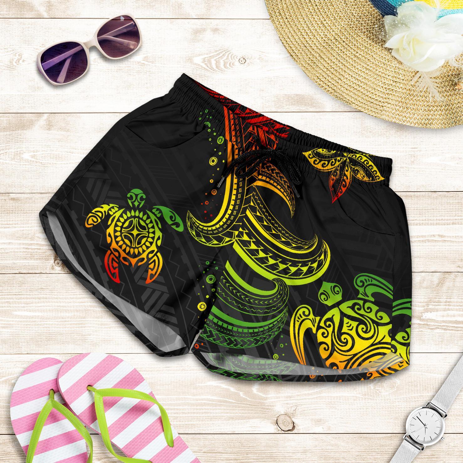 polynesian-womens-shorts-reggae-turtle