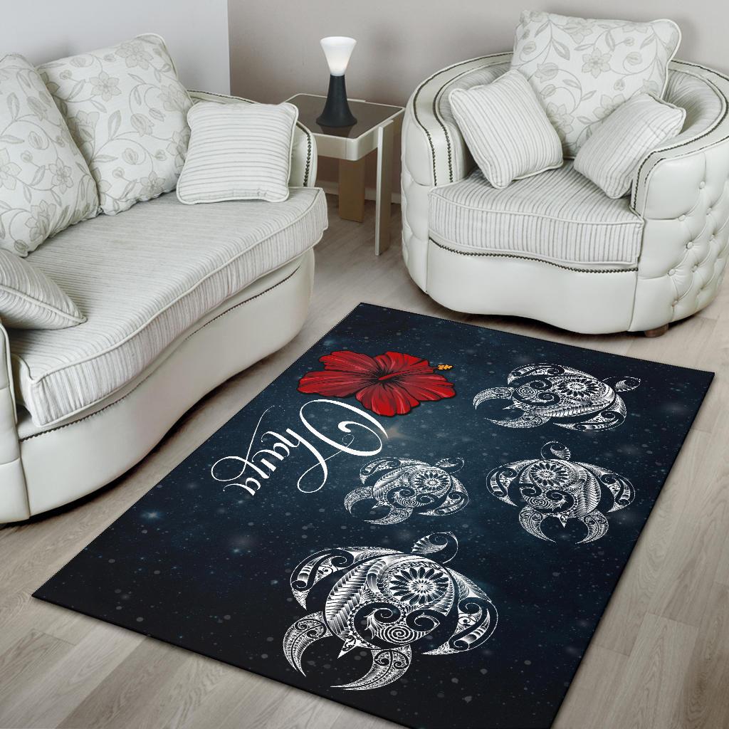 Hawaii Ohana Turtle Hibiscus Galaxy Rug - Polynesian Pride