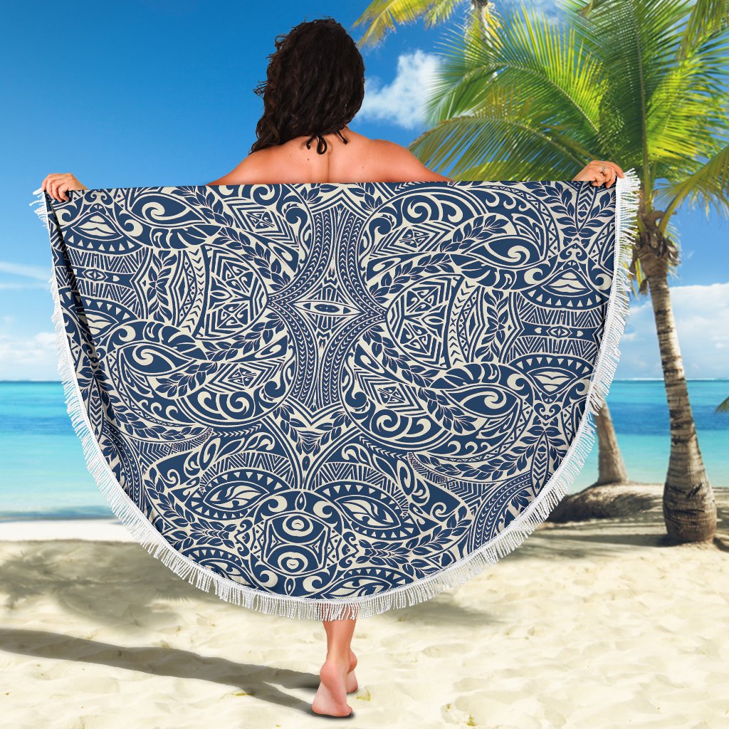 Polynesian Tribal Beach Blanket Blue - Polynesian Pride