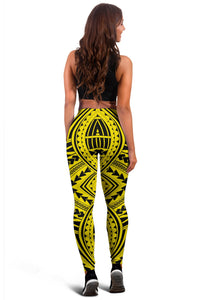 Polynesian Tradition Yellow Hawaii Women's Leggings AH - Polynesian Pride