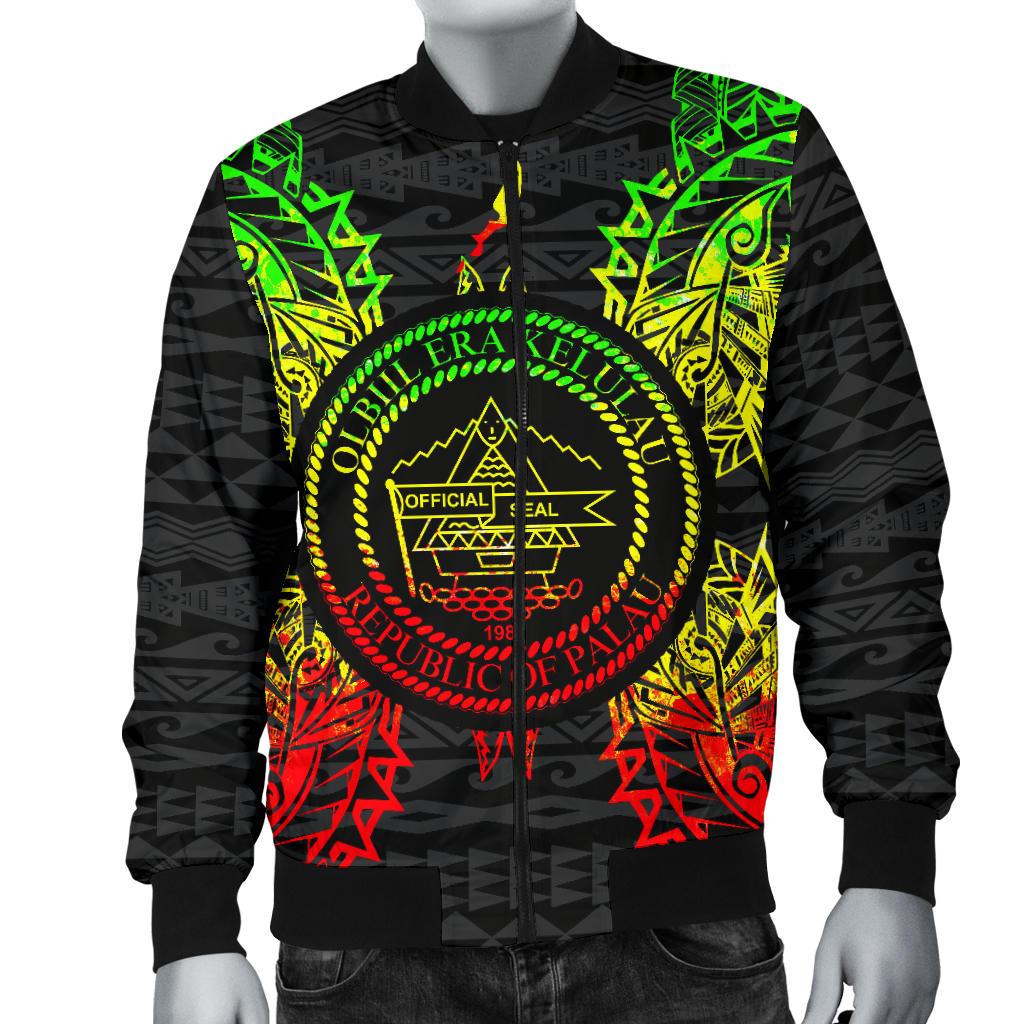 Palau Polynesian Men's Bomber Jacket Map Reggae - Polynesian Pride